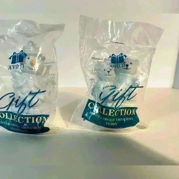 Avon Other - 2 AVON 1996 Winter Frolic Ornaments - Teddy & Snowman ( NEW )